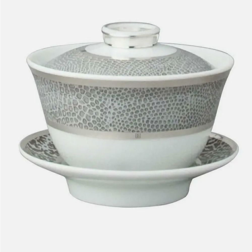 Bernardaud sauvage Gray and White Porcelain cup and saucer with cover